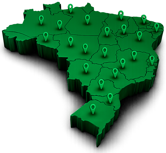 Mapa do Brasil com presença nacional da Monaco